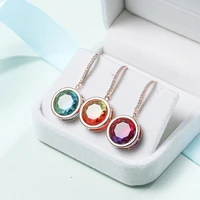 new multicolor round cubic zircon stud earrings for women simple exquisite wild earring fashion jewelry wedding party gifts