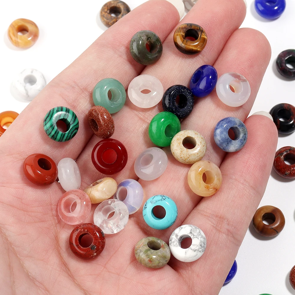 10 шт. каменные бусины в форме счетов с большим отверстием натуральный камень