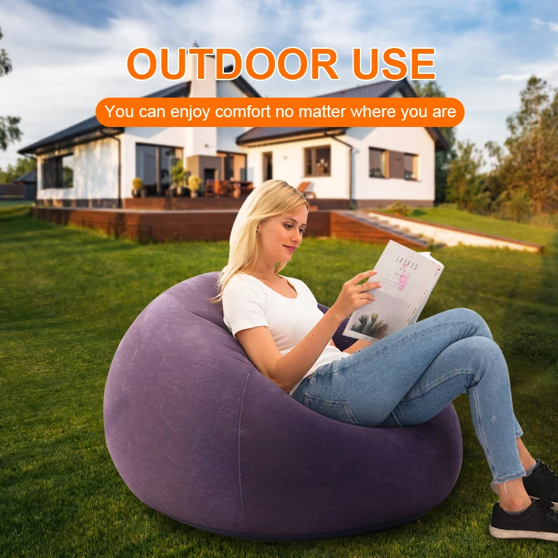 

Lazy Inflatable Sofa Large Spherical Sofa Chairs Flocking PVC Lounge Bean Portable Lounger Seat Bag Home Outdoor Equipment
