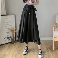 korean style office lady skirt pants womens summer casual fashion pleated skirt pants with high waist loose wide leg pants