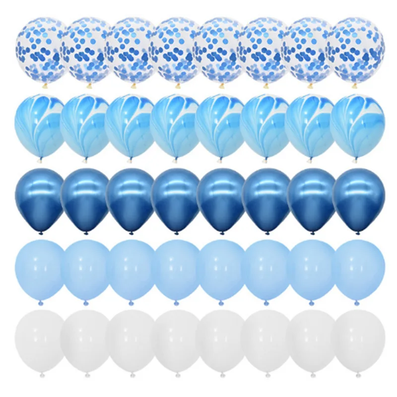 

40pcs Blue Balloons Set Marble Agate Confetti Ballons Birthday Decoration for Kids Party Baby Shower Ballons DIY Wedding Decor