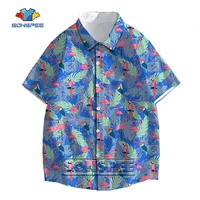 kawaii flamingo men shirt 3d print summer fashion personality trend hawaiian shirt casual beach short sleeve streetwear top