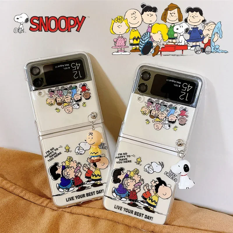 Чехол для телефона Snoopy Z Flip 3 чехол с рисунком аниме Samsung 5G ZFlip3 Flip3 милый прозрачный