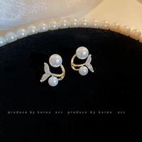 925 silver needle micro inlaid rhinestones seiko earrings south korea rococo j fashion pearl earrings high sense mermaid earr