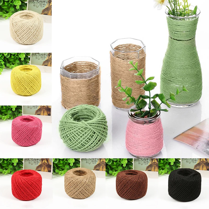 

1PC Retro Style Natural Jute Twine Colorful 2mm Jute Rope String Cord Rope Rustic 50m