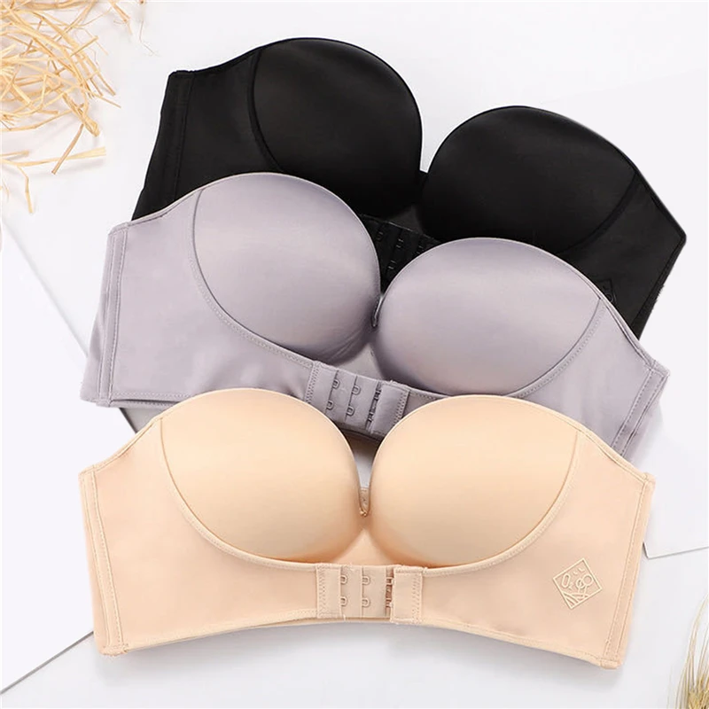 

Front Closure Sexy Push Up Bra Women Invisible Bras Underwear Lingerie For Female Brassiere Strapless Seamless Bralette ABC Cup
