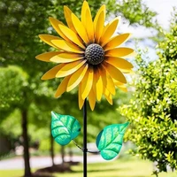 sunflower windmill metal rotating sunflower wind spinner with stake standing lawn flower pinwheel outdoor garden decor kids toy
