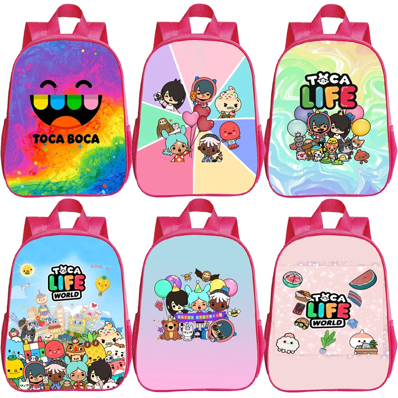 

12inch Toca Life World Print Mini Backpacks Toddler Kids Cartoon Kindergarten Bookbags Boys Girls Children Anime Rucksacks Gifts