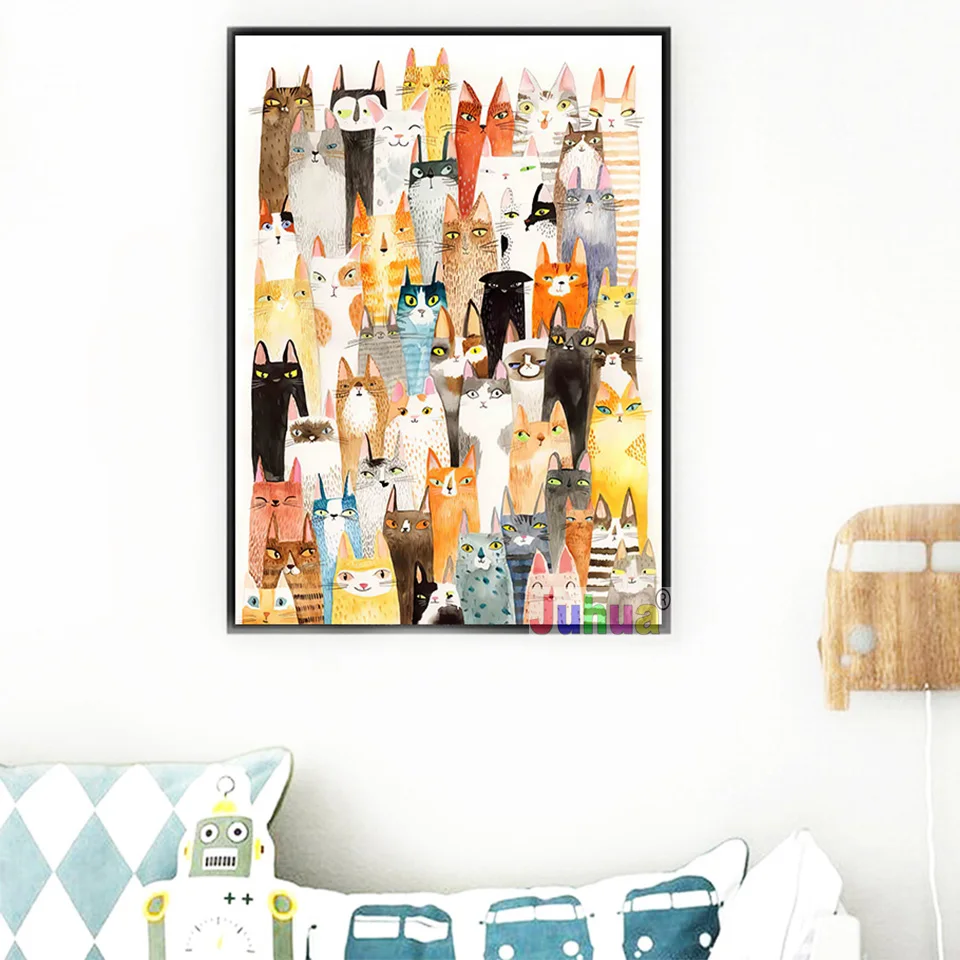 

Abstract Color Cat Diamond Painting Cross Stitch Animals Art Painting Full Diamond Mosaic Embroidery Rhinestones Home Decoration