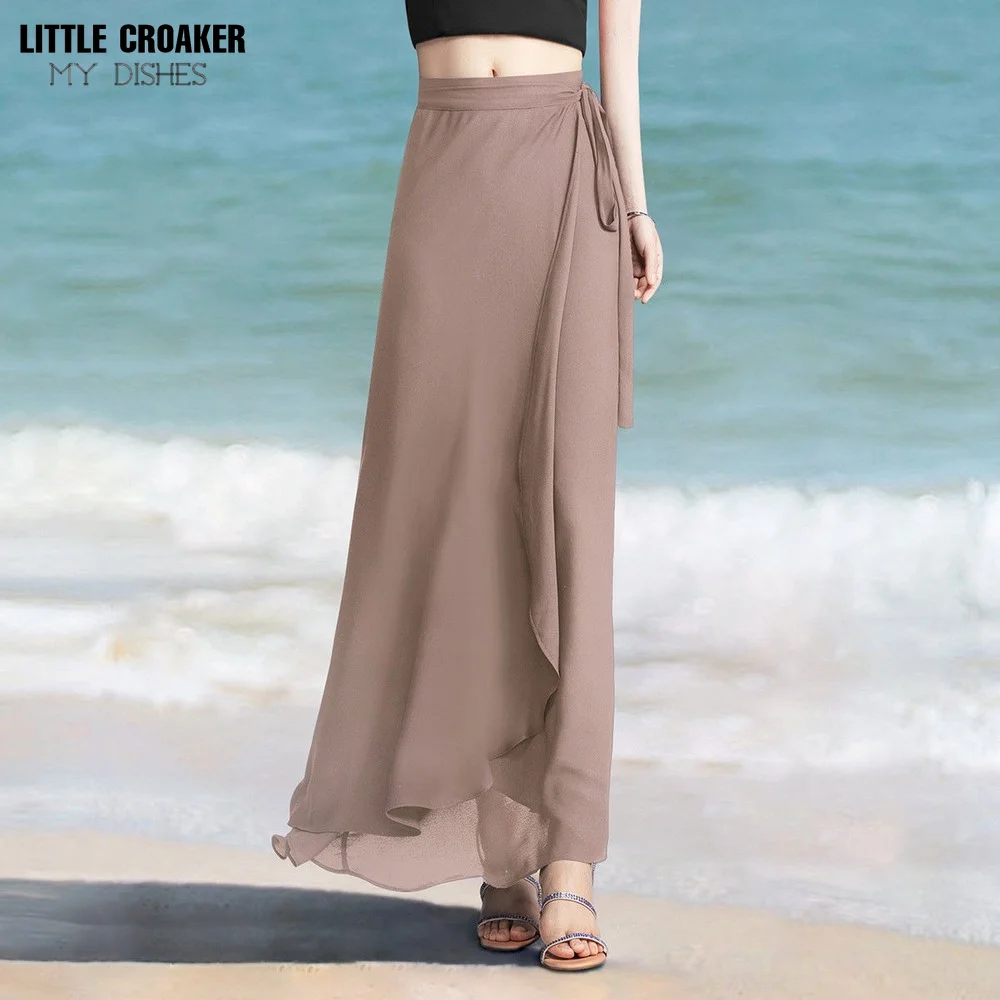 

Повседневная Женская юбка с высокой талией, Новое поступление 2022, модная однотонная Универсальная женская элегантная трапециевидная юбка ...