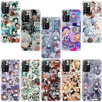genshin impacto anime phone case for xiaomi poco x3 gt x4 nfc pro 5g m4 m3 m2 note 10 lite mi a1 a2 a3 f3 f2 f1 cover pattern ca