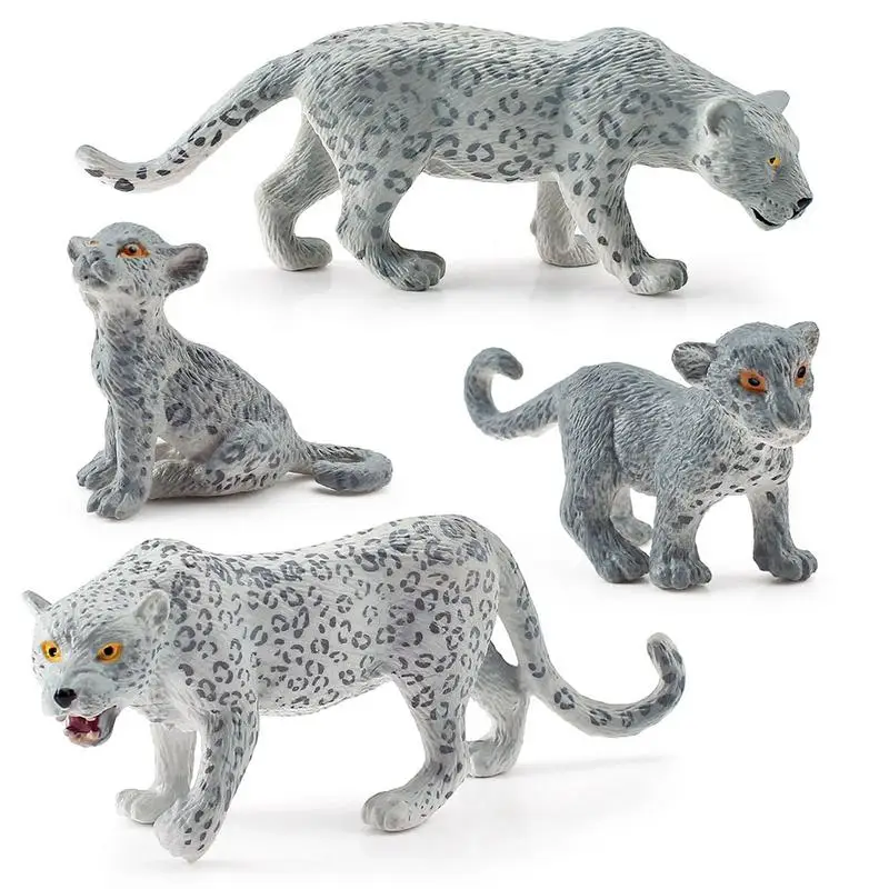 

4 Pieces Realistic Snow Leopards Toys Highland Animals Figurines Playset Small Animal Figures Jungle Animal Toys Cake Toppers