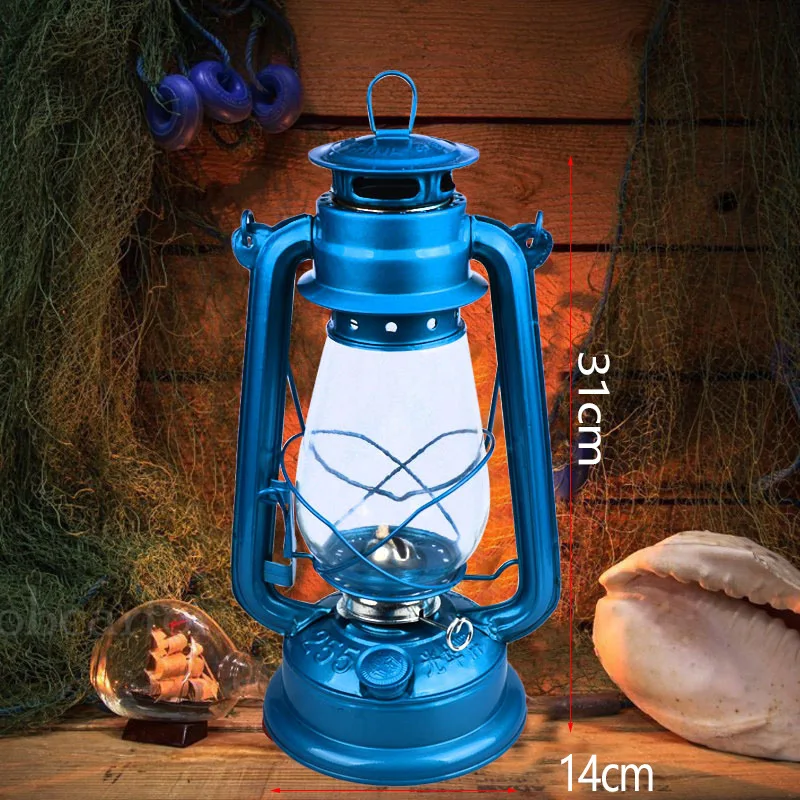 Lámpara de aceite Retro de 31cm para acampar, adorno de artesanía familiar noble, Lámpara decorativa para trucos de caballo, protección del medio ambiente