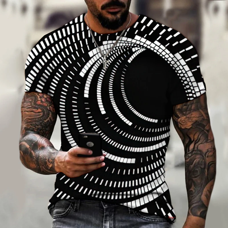 

2022 Brand Men's Summer Short-sleeved Technology Whirlpool Digital Information 3d Printed T-shirt Harajuku Fashion Size 5XL