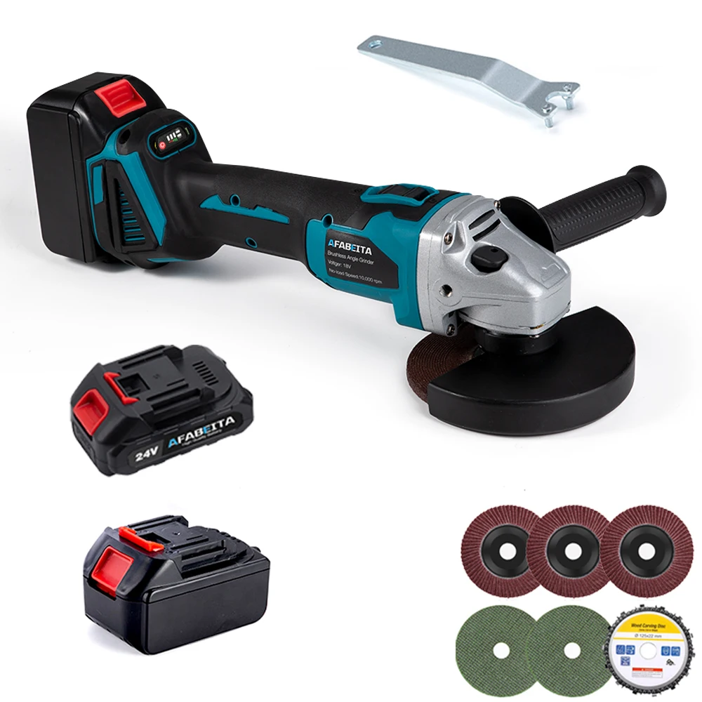 

Brushless 125mm Electric Angle Grinder Machine 3 Speed For 20V Battery Cordless DIY Woodworking Power Tool