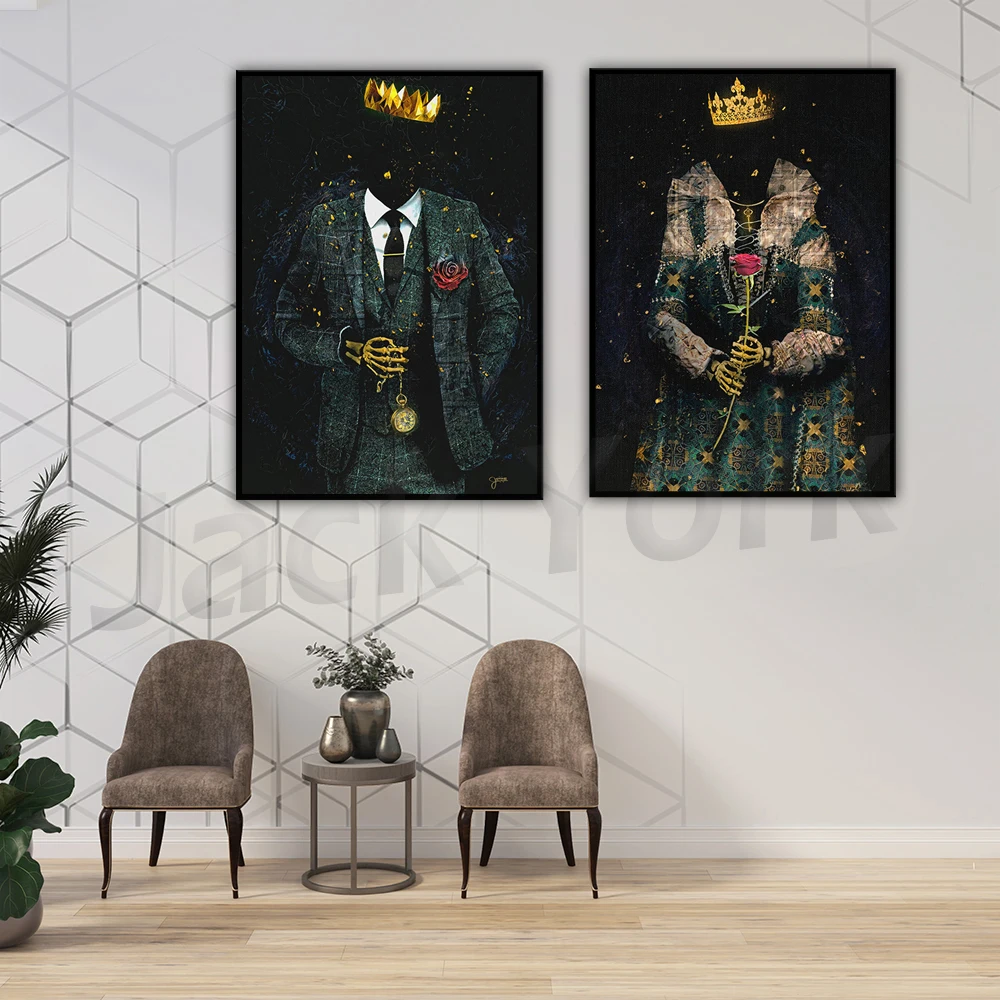 

Black King and Queen Art Decor - Surrealism Painting - Black Queen - Canvas Decor - Wall Art Canvas - Wall Hanging Decor