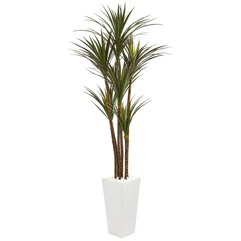 

6.5’H Giant Yucca Artificial Tree in White Planter UV Resistant