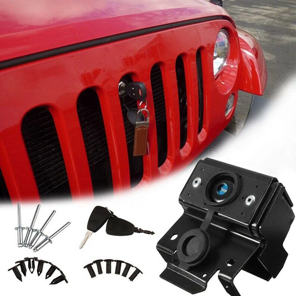 

Anti Theft Durable Protective Front Engine With Key Latch Vehicle Metal Hood Lock Car Parts Fixed Replacement For Wrangler Jk