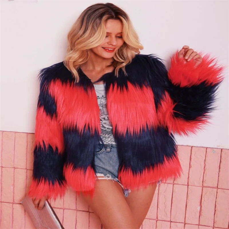 Autumn faux mink leather jacket womens winter multicolour warm fur leather coat women slim jackets jaqueta de couro fashion