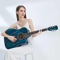 acoustic blue guitar bass left handed jazz hollow body acustica travel guitar base 6 string practice high quality travel guitar