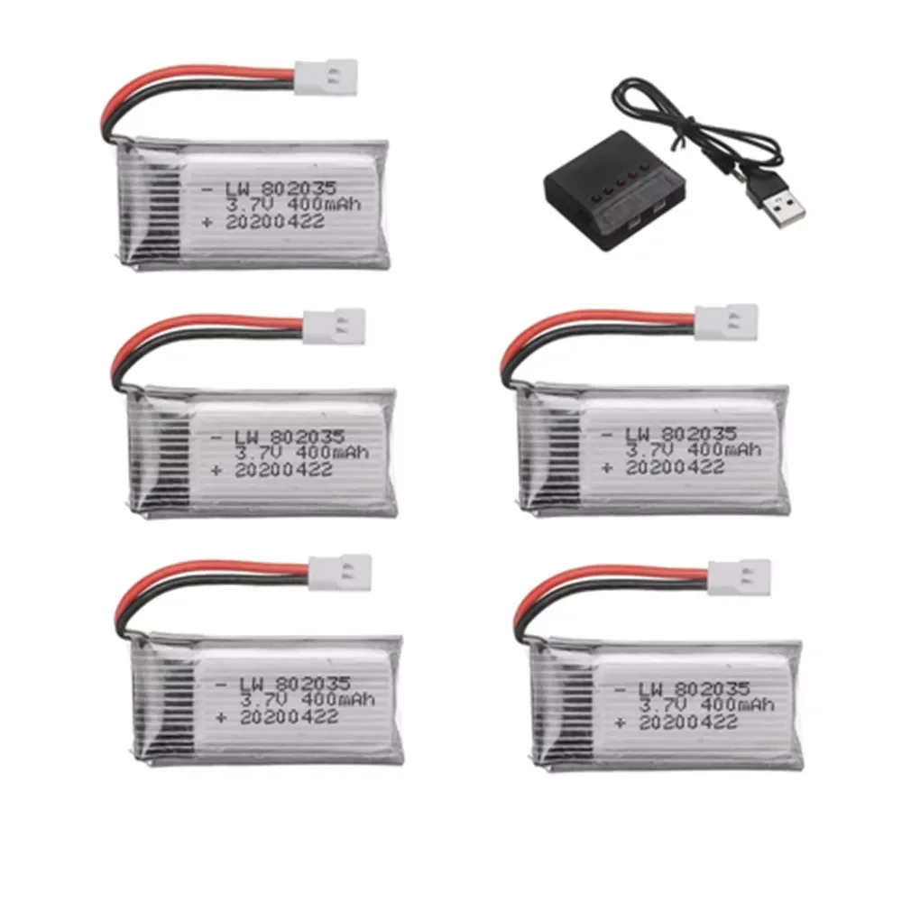 

3.7V 400mAh Lipo Battery For X4 H107 H31 KY101 E33C E33 U816A V252 H6C RC Drone Spare Parts 3.7v 802035 Battery Charger Set