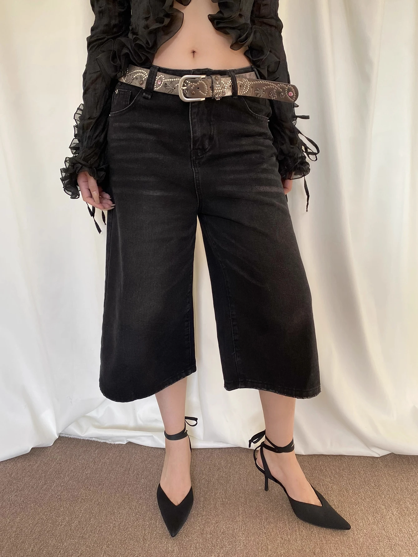 Женские джинсовые шорты REDDACHiC в стиле 90-х с эффектом потертости широкие брюки