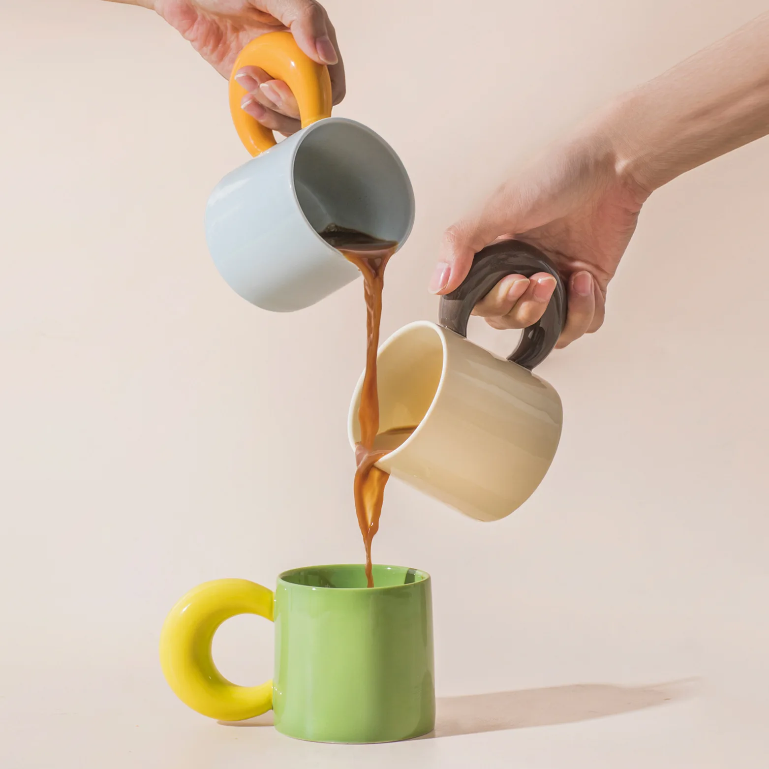 

Nordic Fashion Creative Multicolor Moon Ceramic Cups Coffee Milk Tea Personalized Porcelain Cups Tableware Handmade Mugs.