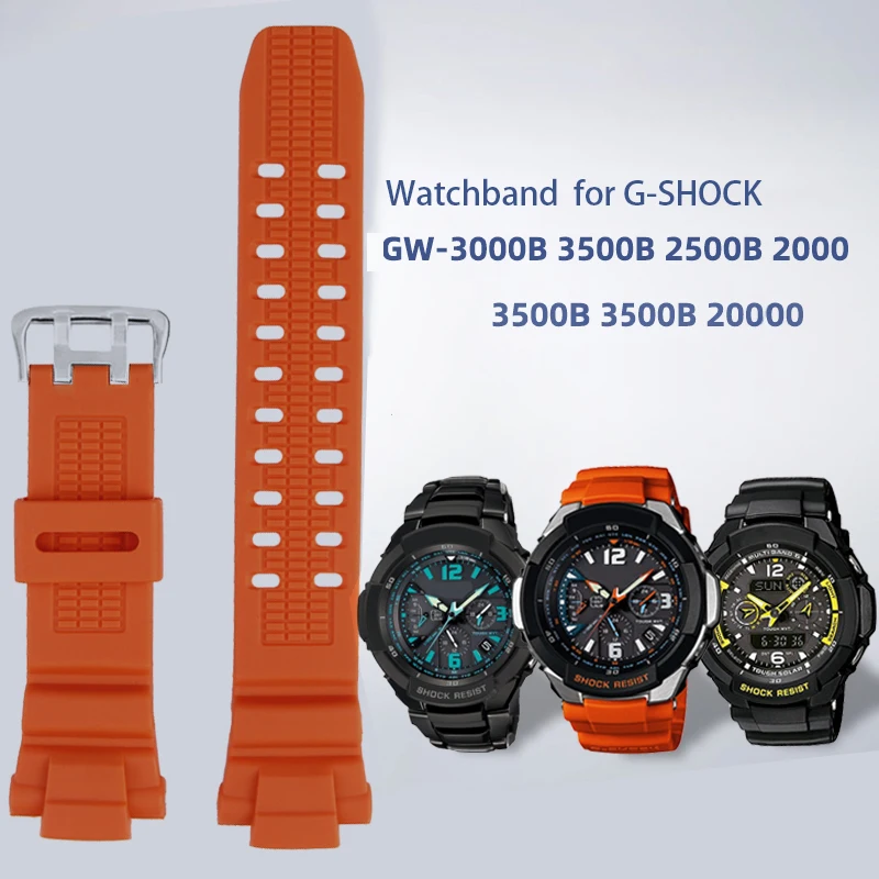 

Silicone wristband for CASIO aviation G-Shock series GW-3000B GW-3500B / 2000 resin silicone strap watchband Bracelet Gift tools