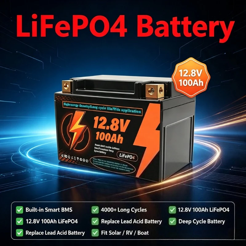 Аккумулятор LiFePO4 12В 100Ач с элементами класса А, с BMS 100А, поддержка последовательного и параллельного подключения, литиевая батарея, 4000+ циклов глубокого разряда (art.: 3920dc405f8cf) - 3920dc405f8cf