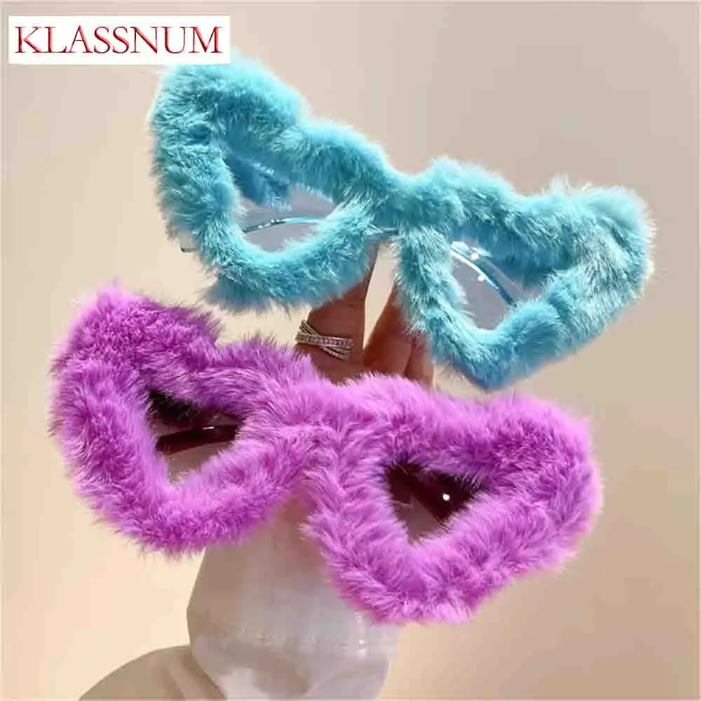 Модные женские солнцезащитные очки с градиентом плюшевые в форме сердца защитой