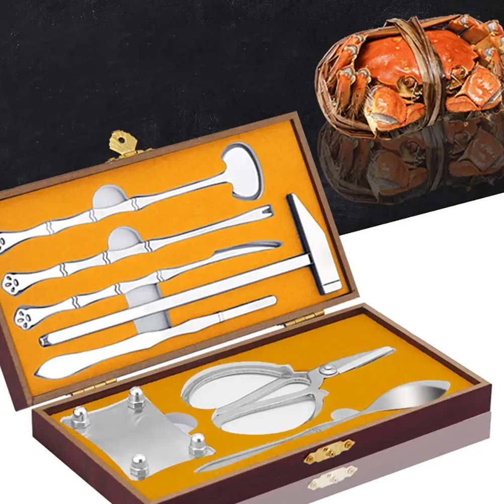 

8pcs Stainless Steel Crab Tool Set Crab Peel Shrimp Tool Lobster Clamp Pliers Clip Pick Set Seafood Tools