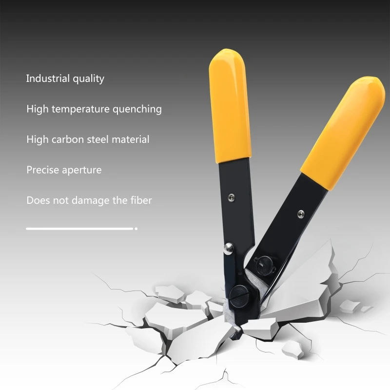

Portable Fiber Optic Stripper with Yellow Plastic Dipped Handle Quality Tool Steel for 125um-250um Optical Fiber 14cm