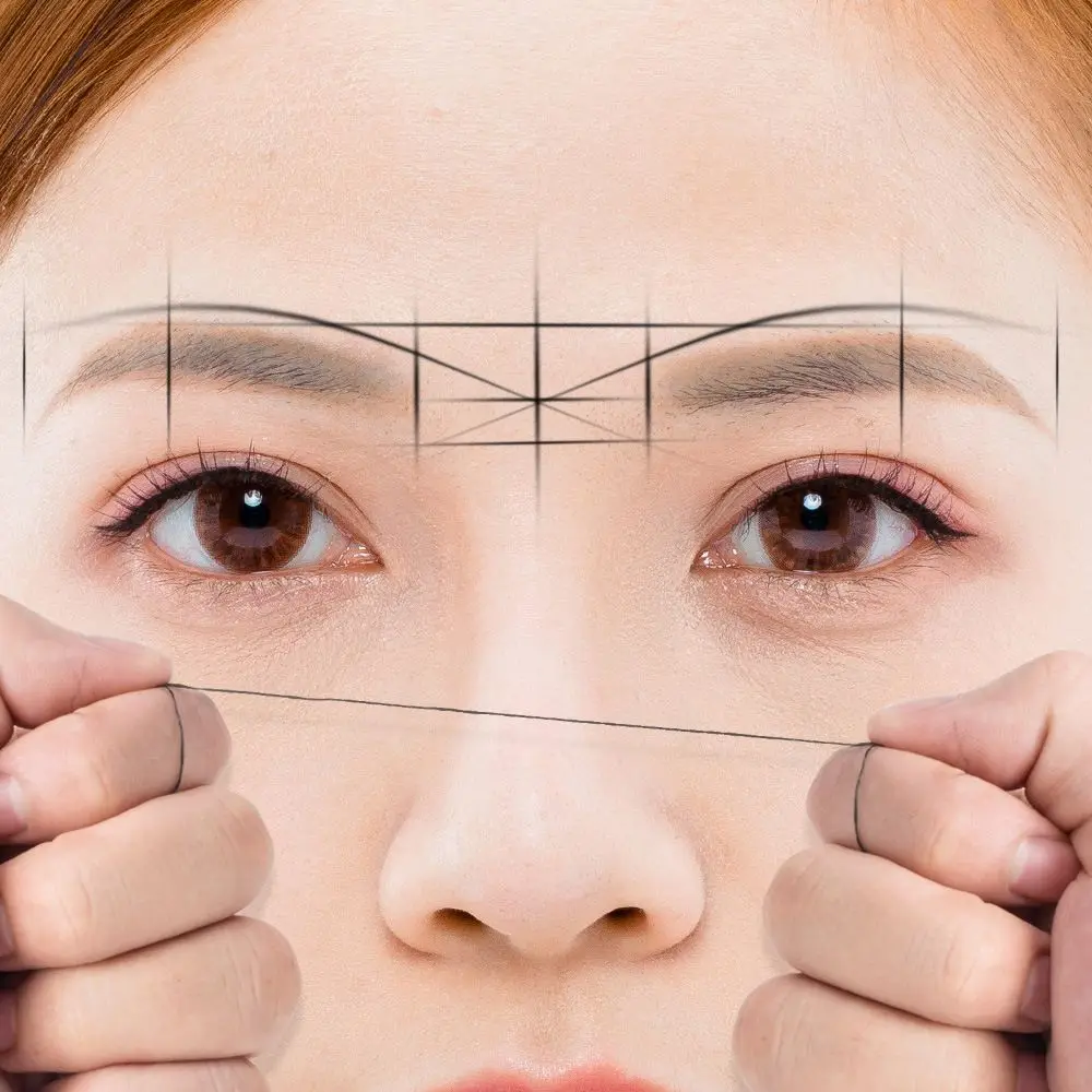 

White Mapping Positioning Eyebrow Eyebrow Dyeing Liners Pre-inked String Eyebrow Marker Thread Makeup Measuring Tool