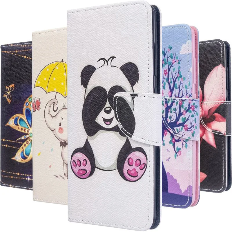 

Kids Cute Panda Phone Case For Samsung Galaxy Note20 Pro A41 A51 A71 A70E M11 A01 A11 A21 A31 Flip Girl Holster Card Pocket D07G