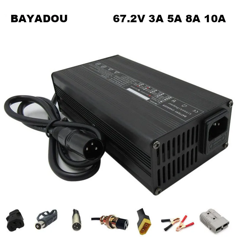 

60V 67.2V 3A 5A 6A 8A 10A Ebike Li-ion Charger 16S 60 V Lithium Electric Bike Scooter Bicycle Battery Fast Charger 67V 60V5A