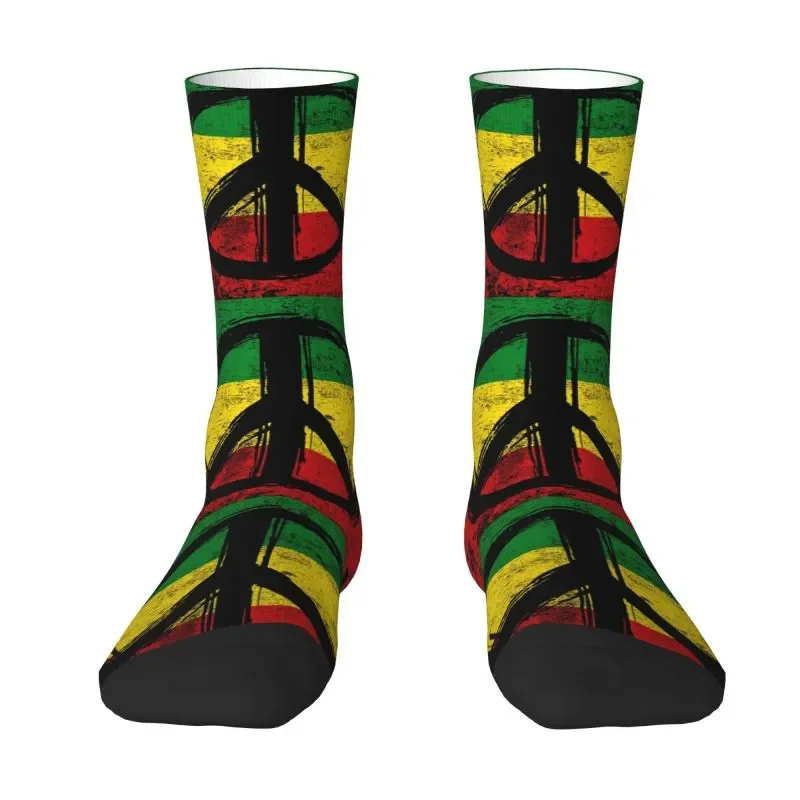 

Rasta флаг с символом мира мужские женские короткие носки унисекс модные носки с 3D-принтом регги
