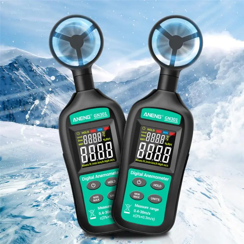 

ANENG Anemometer Wind Speed Gauge Meter Windmeter 30m/s LCD Digital Hand-held LCD Backlight Display Temperature Humidity Tester