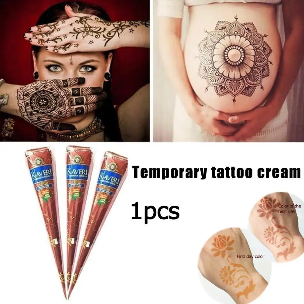 Natural Indian Mehndi Brown Color Henna Paste Cone Cone Temporary Drawing For Tattoo Stencil Women Makeup Finger Feet Body Cream
