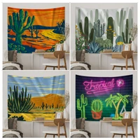 botanical cactus tapestry art printing indian buddha wall decoration witchcraft bohemian hippie ins home decor