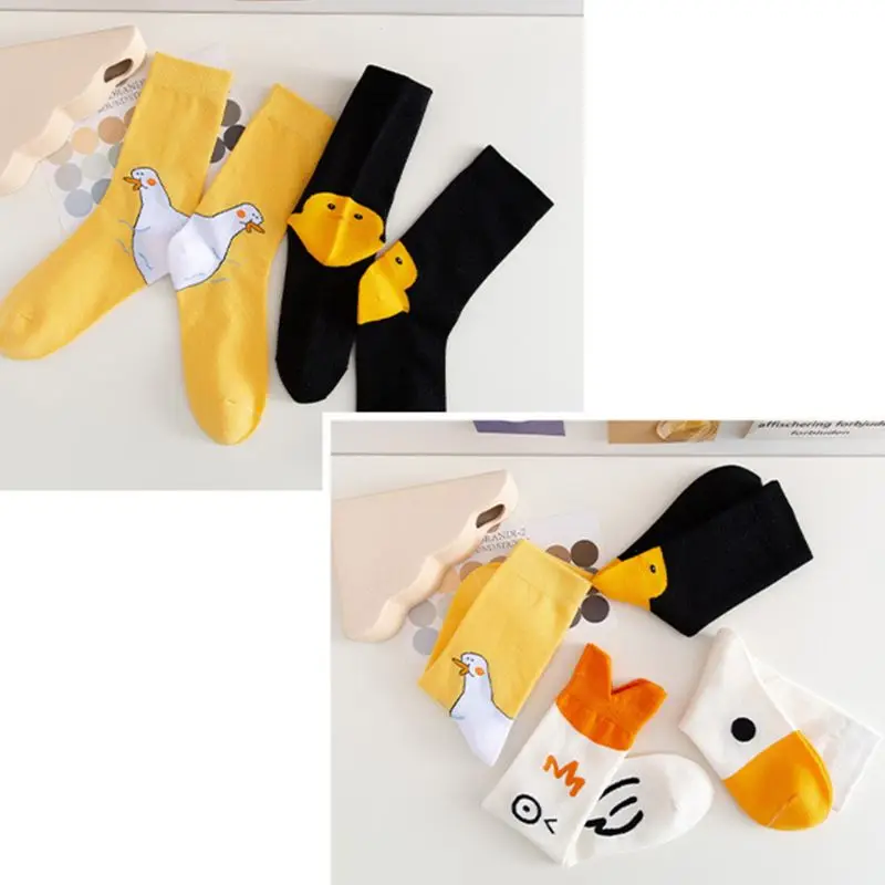 Женские хлопковые носки с рисунком гуся и утки