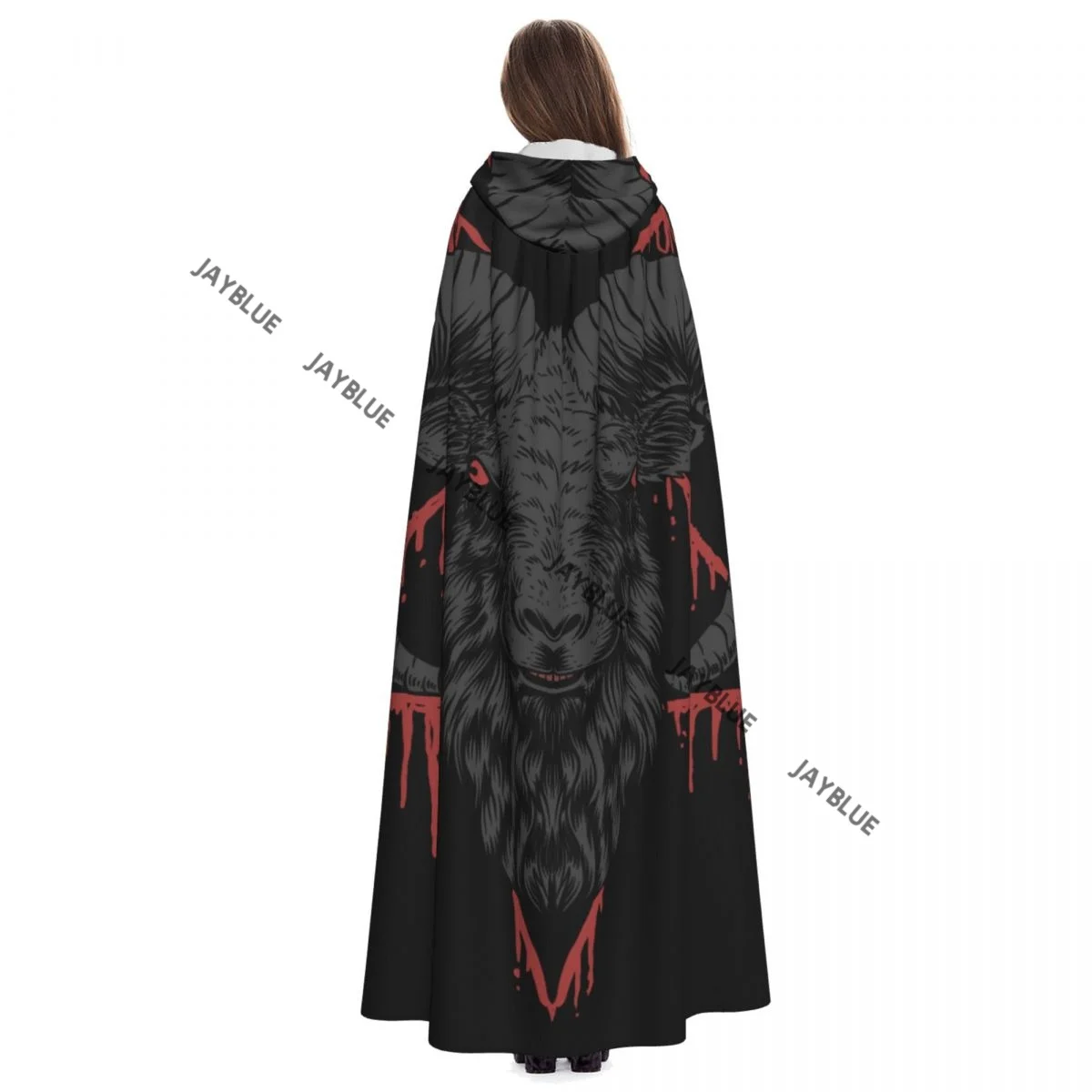 Плащ для взрослых накидка с капюшоном голова Бафомета средневековый костюм