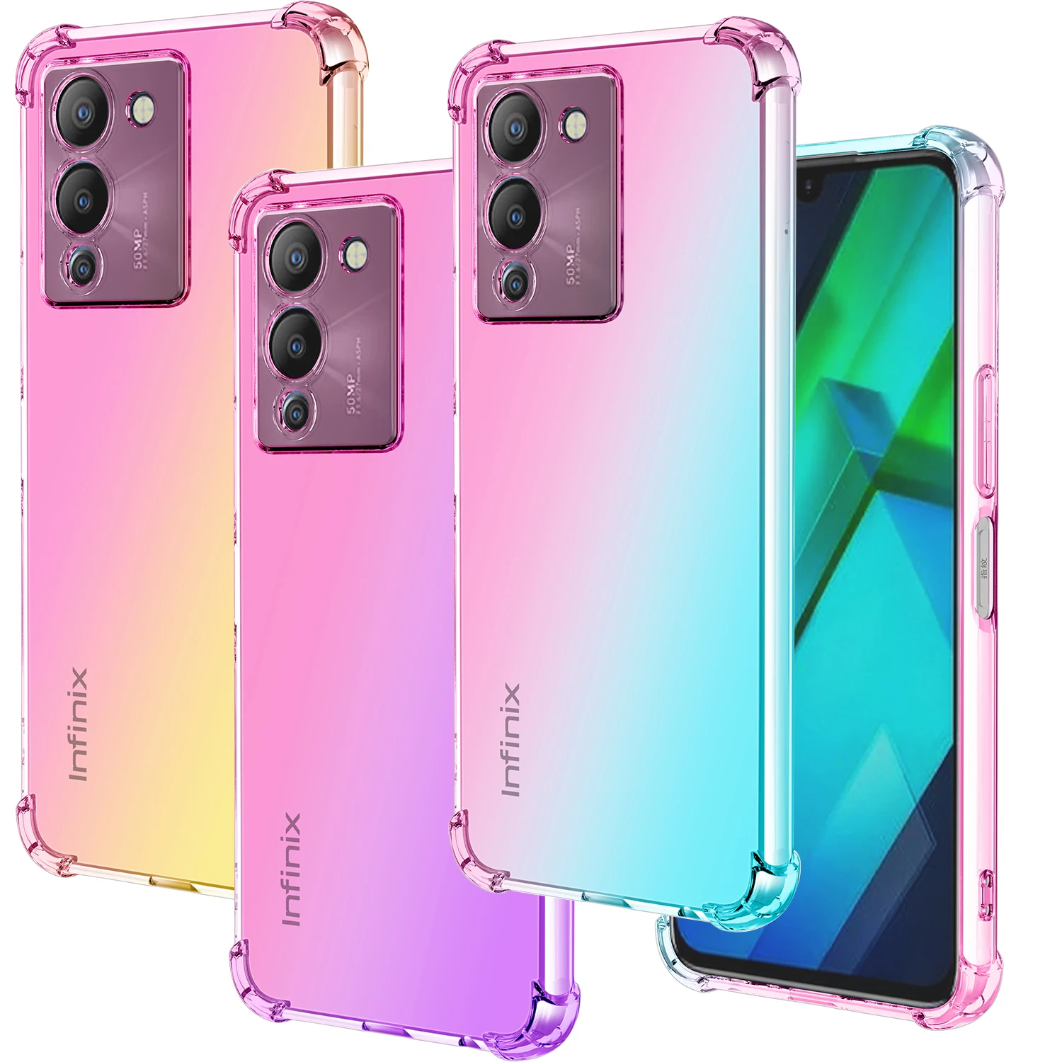 

Case for Infinix Hot 12 Play Note 12 Pro 4G/5G Hot 11S NFC Cute Gradient Phone Slim Anti Scratch Flexible TPU Protective Cover