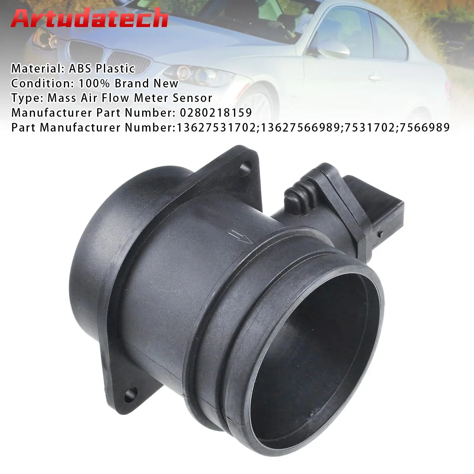 

Датчик массового расхода воздуха Artudatech для BMW E82 E87 E90 E91 E92 2004 2005 2006 2007 2008 2009 2010 2012 0280218159 Автозапчасти