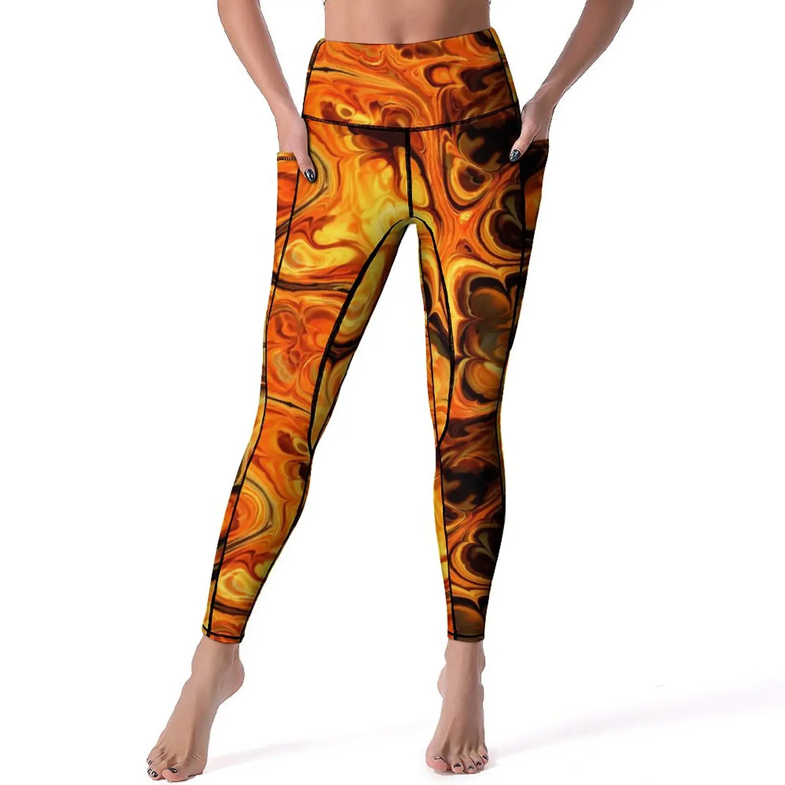 

Fire Fractal Art Yoga Pants Abstract Print Leggings Sexy Push Up Novelty Yoga Sports Tights Stretch Design Fitness Gym Leggins