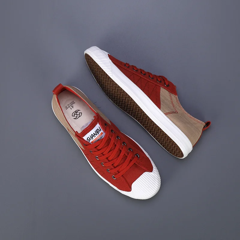 2023 Spring Fashion Red Men's Skateboading Shoes Breathable Men Vulcanized Sneaker Lace-up Men Canvas Shoes Zapatillas Hombre