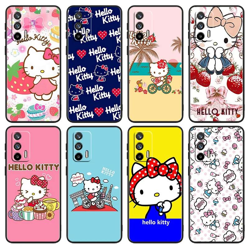 

Hello Kitty Cute Cartoon Phone Case For OPPO Realme Q5i Q5 Q3S 10 9i 8i 7i 6 5 Narzo 50i 50A 50 30 Pro Plus Black Cover