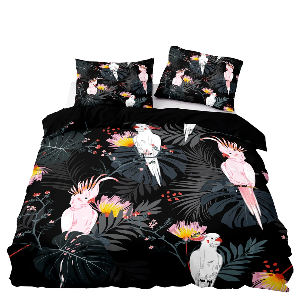 Комплект светлого и темного постельного белья простой в уходе пододеяльник с