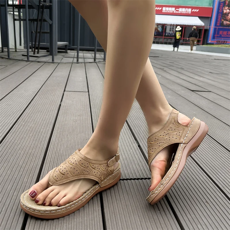 Flat Bottom Open Toe Black Large Size Shoes for Women Sandal Summer 2023 Women's Sandals Ladies Offer Huaraches Wedges As Papete