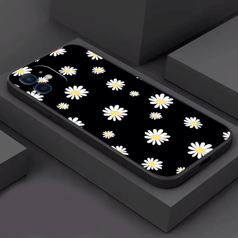 

Simple Flowers And Plants Phone Case For Funda iPhone 11 12 13 Pro Max Mini X XR XS SE 2020 5s 6 7 8 Plus Celular Black Back
