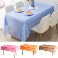 1pc disposable plastic tablecloth solid color table cover rectangle wipe clean table mat wedding birthday party supplies